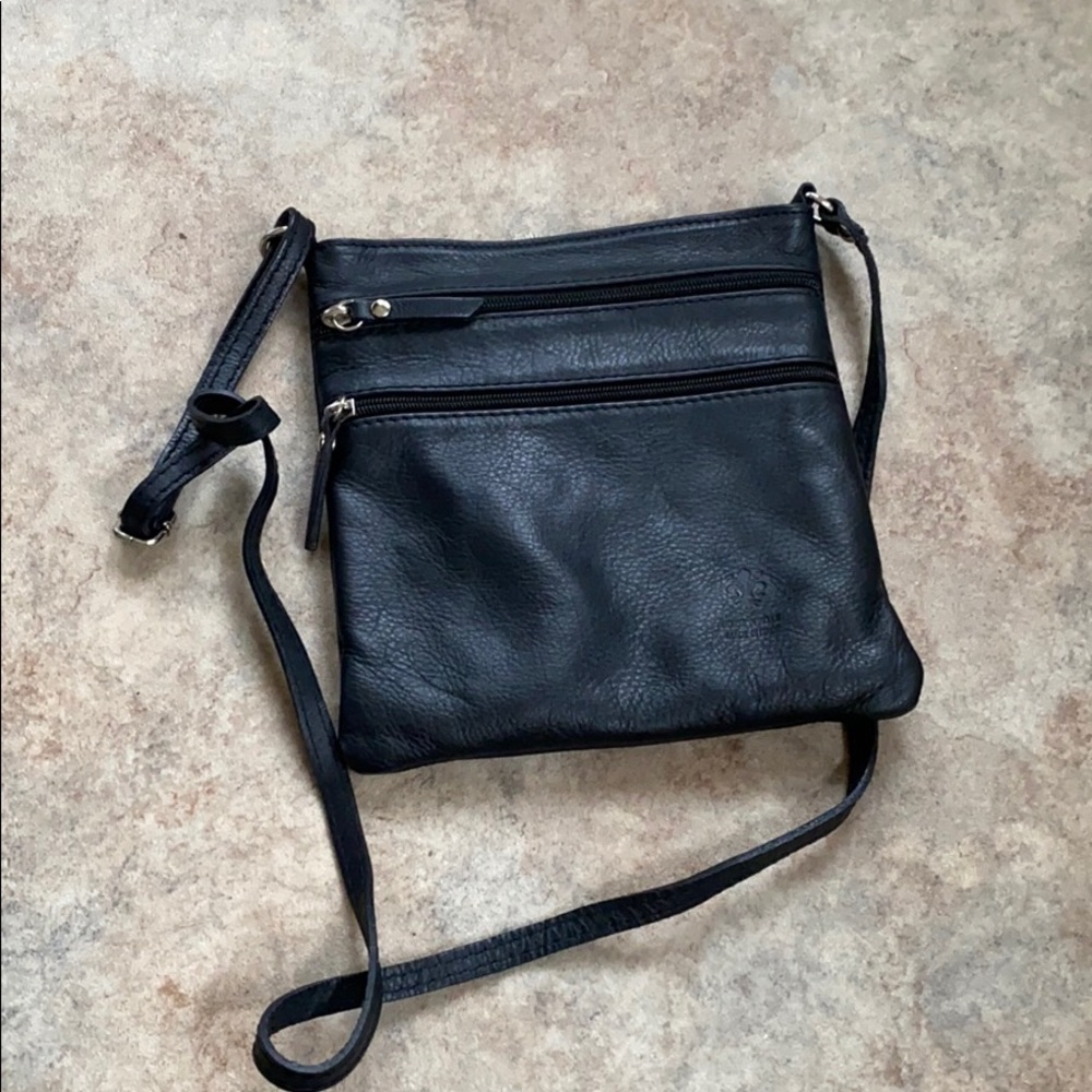 Black Italian Leather Mini Crossbody